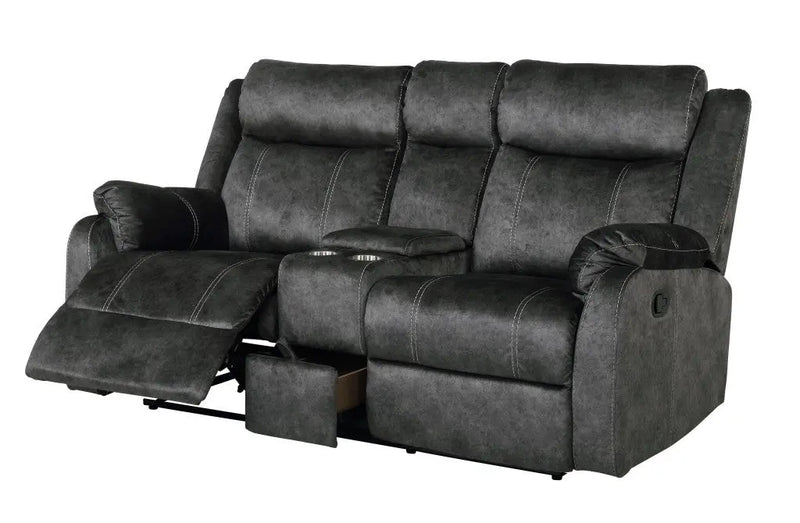 70" Dark Gray Microfiber Manual Reclining Loveseat With Storage Homeroots Living Room