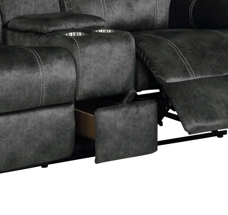 70" Dark Gray Microfiber Manual Reclining Loveseat With Storage Homeroots Living Room