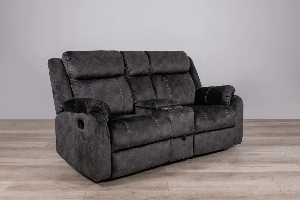 70" Dark Gray Microfiber Manual Reclining Loveseat With Storage Homeroots Living Room