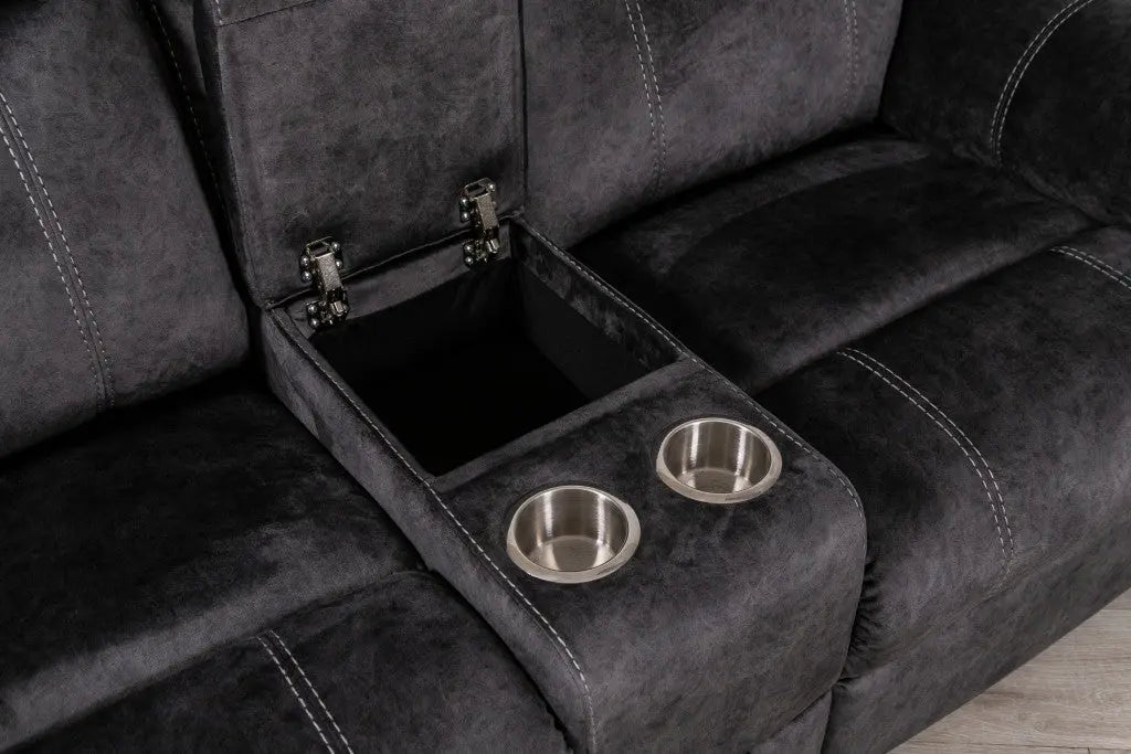 70" Dark Gray Microfiber Manual Reclining Loveseat With Storage Homeroots Living Room