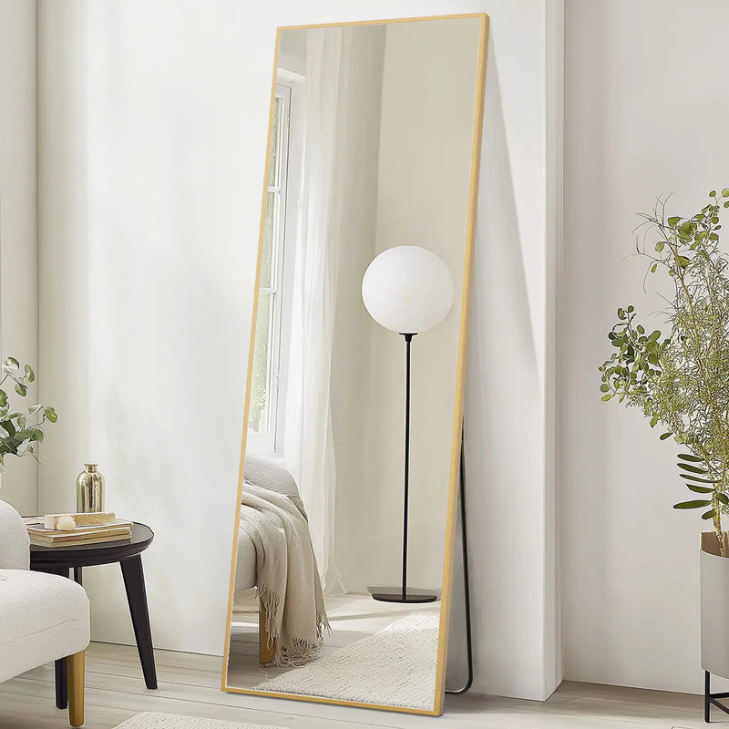 70" Gold Aluminum Freestanding And Wall Mounted Framed Full Length Mirror Homeroots Bed & Bath