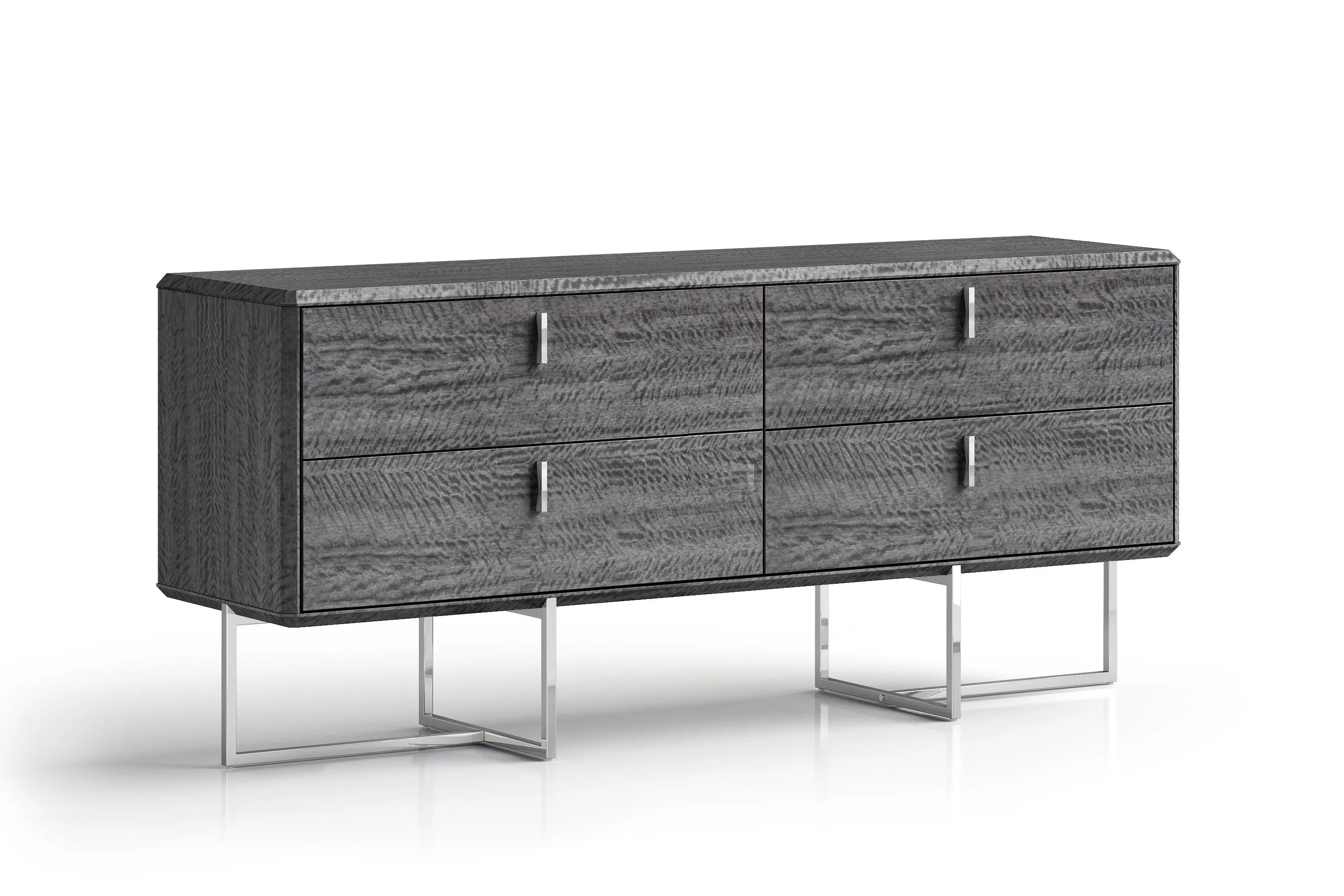 70" Gray Wood Four Drawer Double Dresser - GreatEagleInc