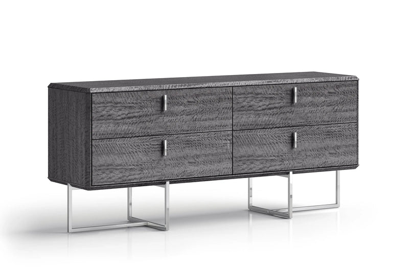 70" Gray Wood Four Drawer Double Dresser - GreatEagleInc