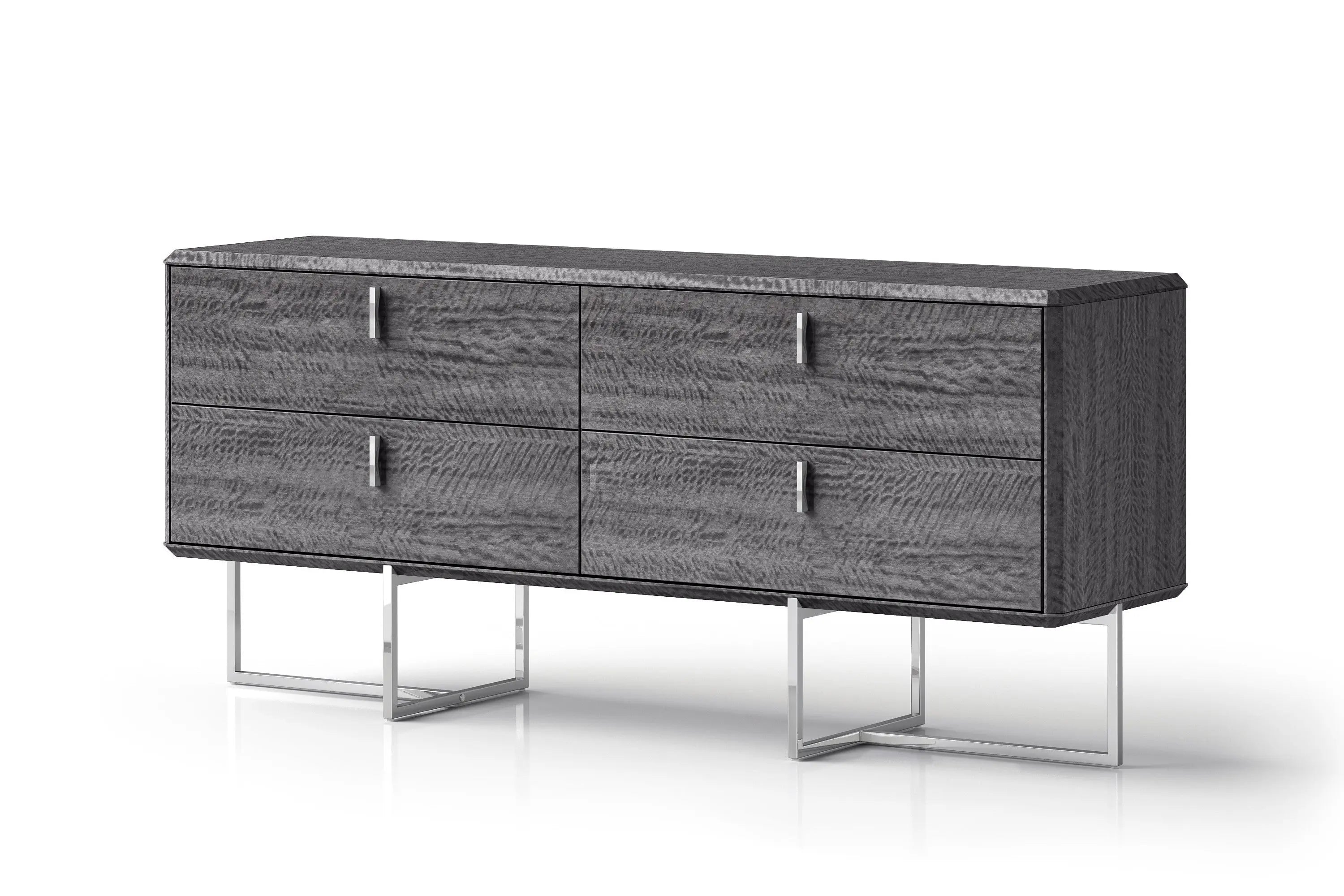70" Gray Wood Four Drawer Double Dresser - GreatEagleInc