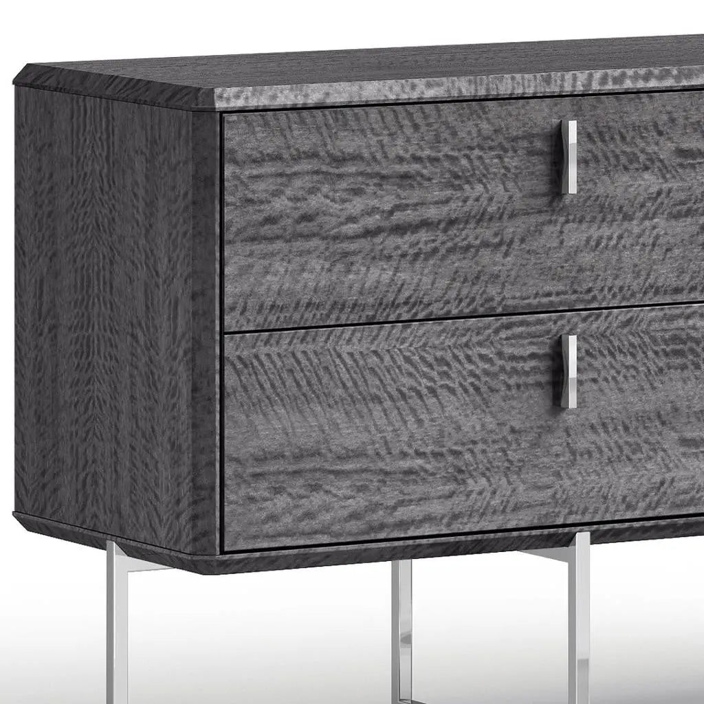 70" Gray Wood Four Drawer Double Dresser - GreatEagleInc
