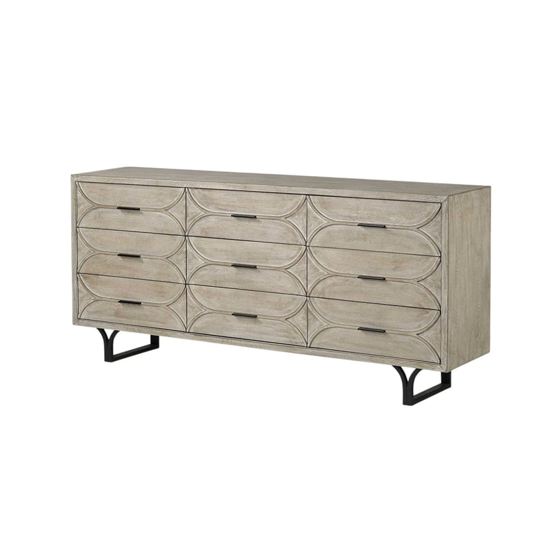 70" Light Brown Solid Wood Nine Drawer Sideboard Homeroots Kitchen & Dining