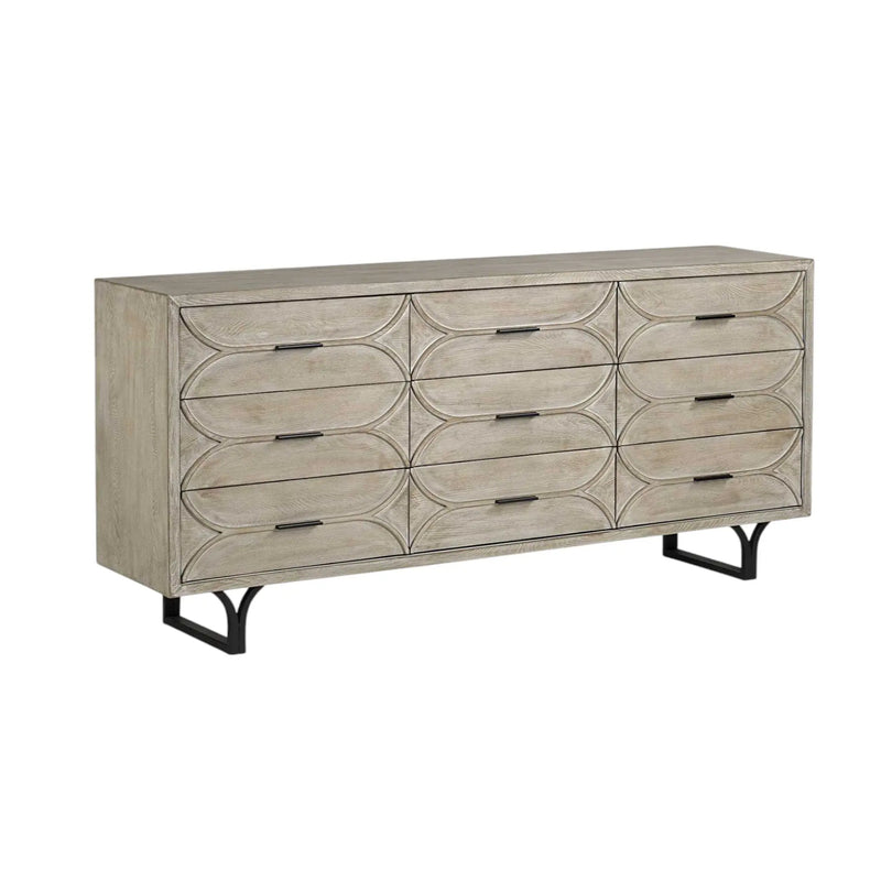 70" Light Brown Solid Wood Nine Drawer Sideboard Homeroots Kitchen & Dining