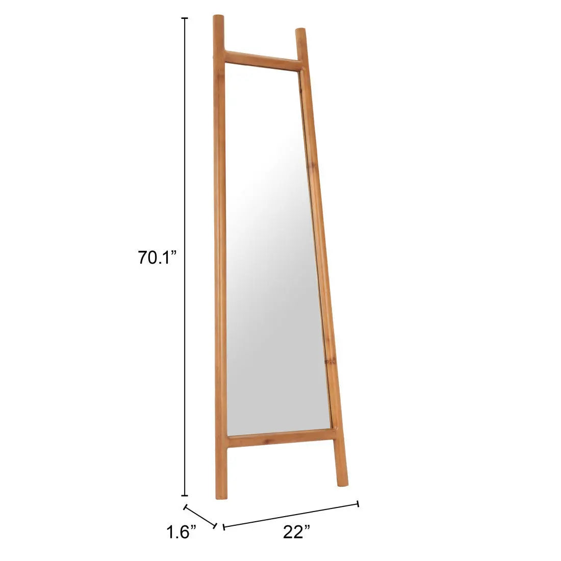 70" Natural Solid Wood Leaning Geometric Framed Standing Mirror Homeroots Bed & Bath