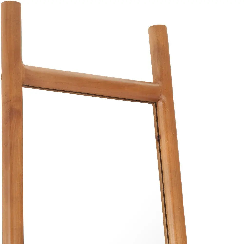 70" Natural Solid Wood Leaning Geometric Framed Standing Mirror Homeroots Bed & Bath