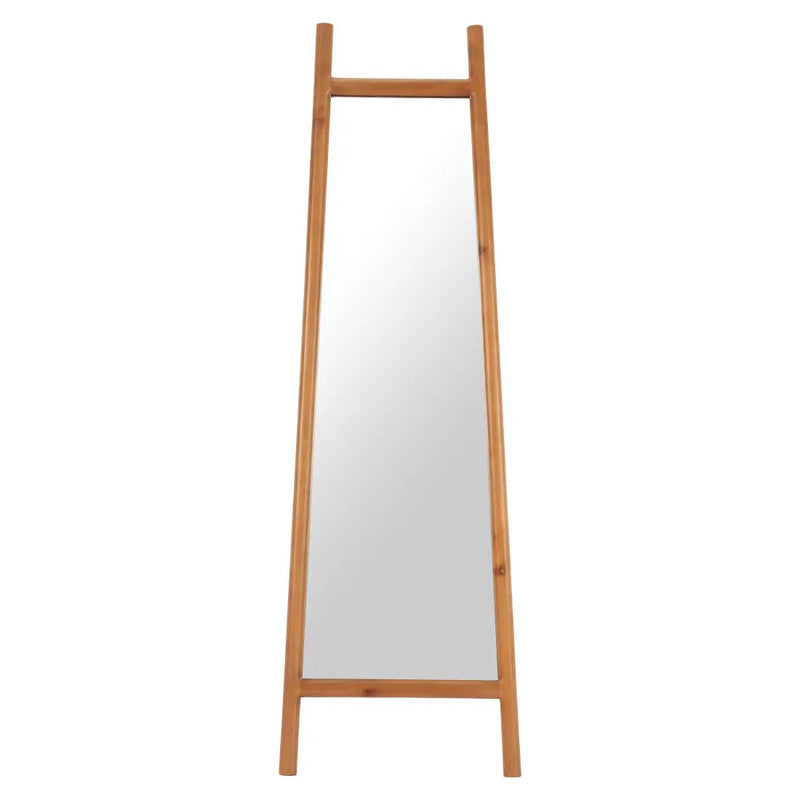 70" Natural Solid Wood Leaning Geometric Framed Standing Mirror Homeroots Bed & Bath