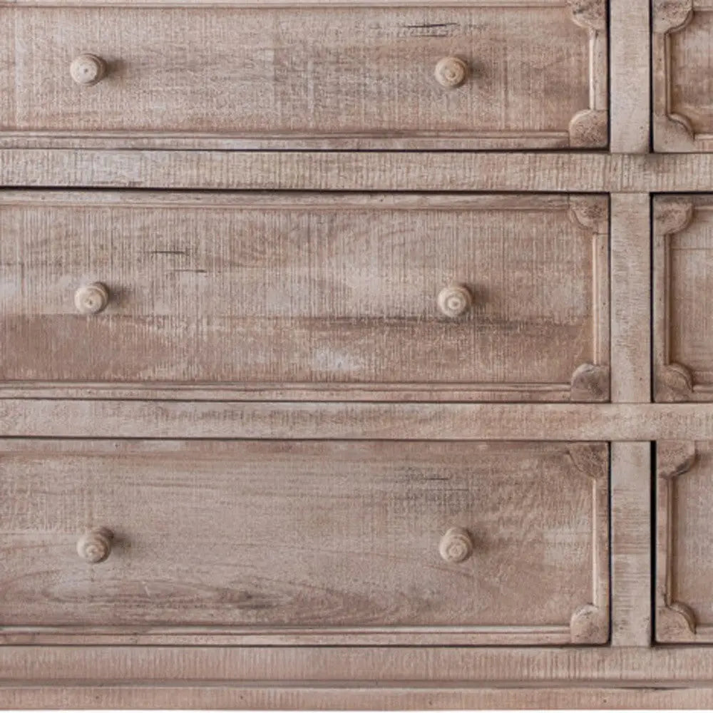 70" Natural Solid Wood Six Drawer Double Dresser - GreatEagleInc