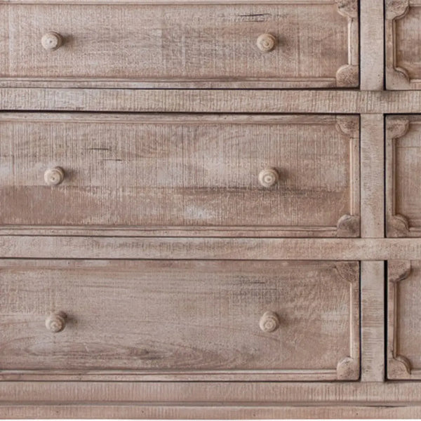 70" Natural Solid Wood Six Drawer Double Dresser - GreatEagleInc