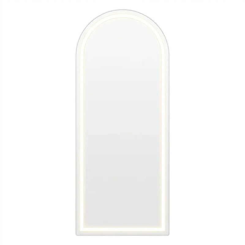 70" Silver Arch Lighted Freestanding And Wall Mounted Framed Full Length Mirror Homeroots Bed & Bath