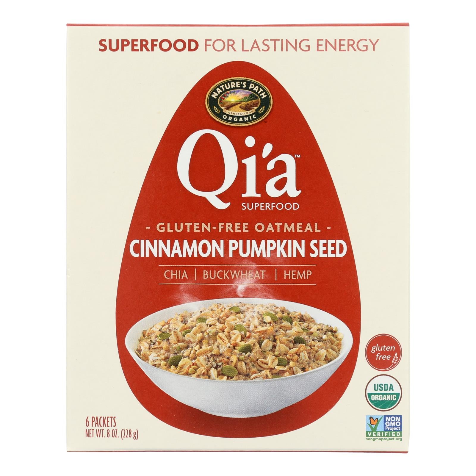 Nature's Path Organic Qi'a Superfood Hot Oatmeal - Cinnamon Pumpkin Seed - Case Of 6 - 8 Oz. - Eco-Friendly Home & Grocery