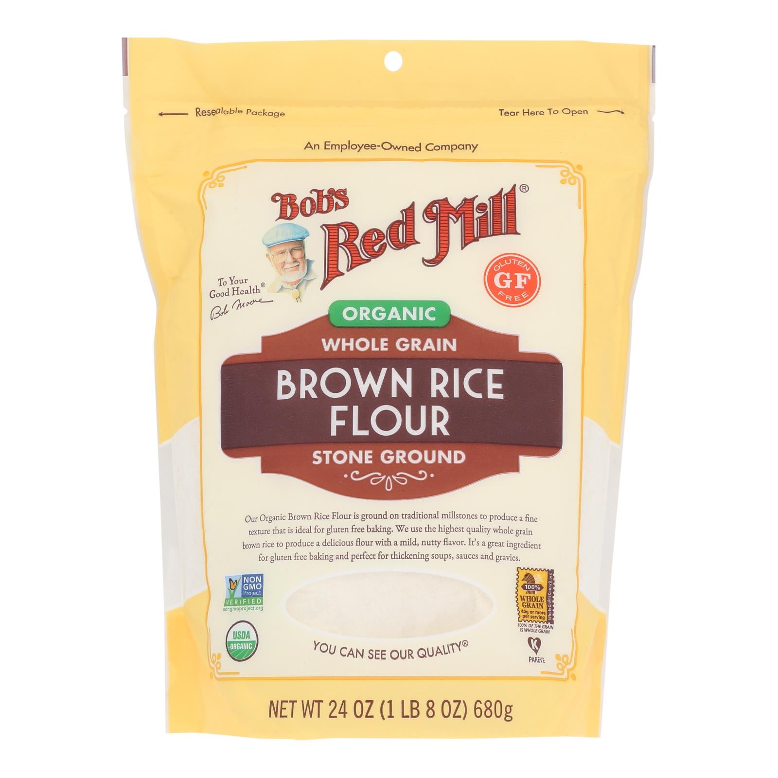 Bob's Red Mill - Flour Rice Brown - Case Of 4 - 24 Oz - GreatEagleInc