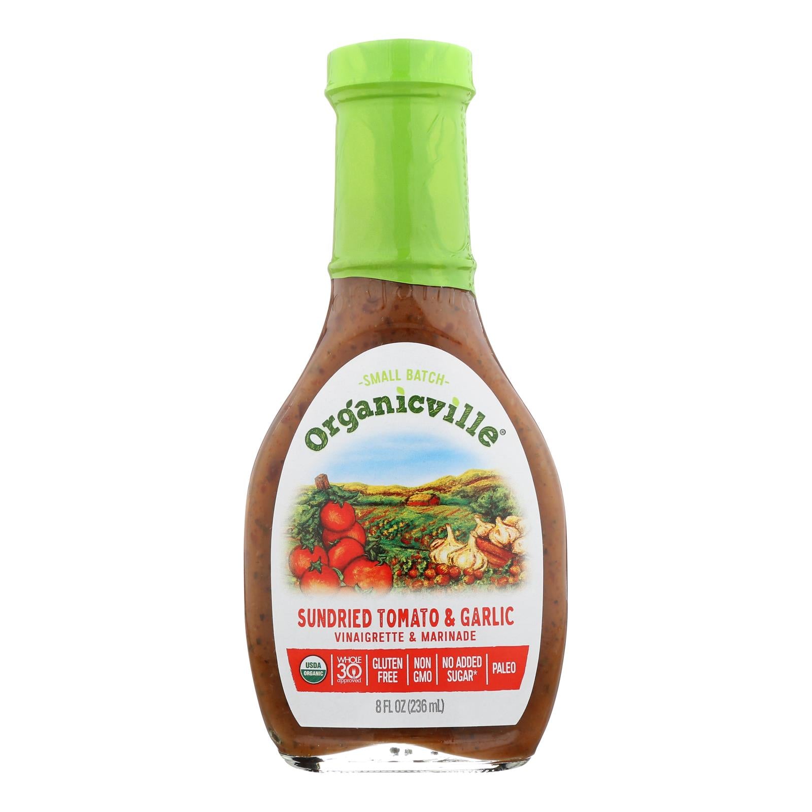 Organic Ville Sun Dried Organic Vinaigrette - Tomato And Garlic - Case Of 6 - 8 Fl Oz. - GreatEagleInc