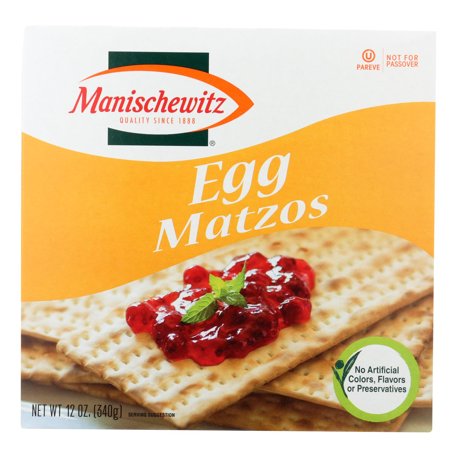 Manischewitz - Egg Matzo - Case Of 12 - 12 Oz. - Eco-Friendly Home & Grocery