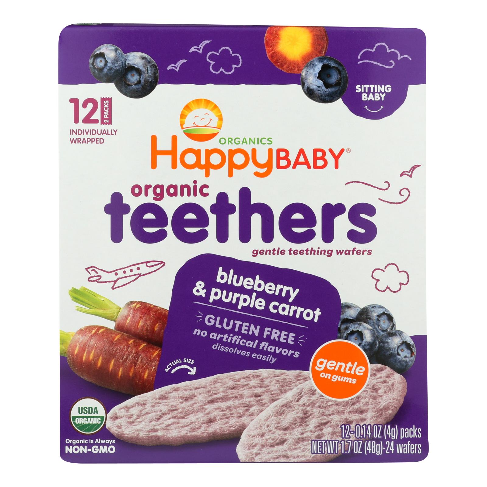 Happy Baby Teethers - Organic - Gentle - Blueberry And Purple Carrot - 1.7 Oz - Case Of 6 Happy Baby