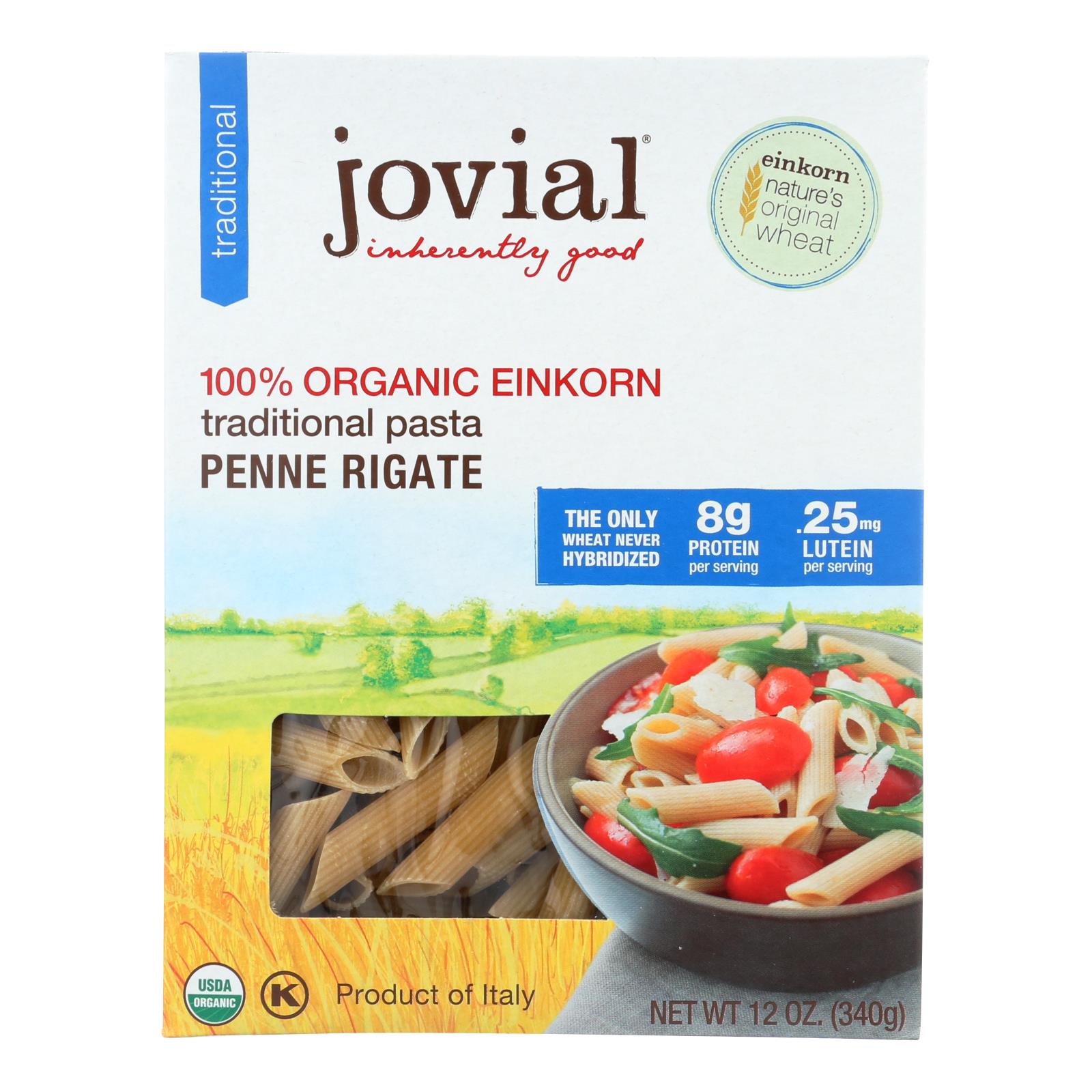 Jovial - Einkorn Penne Rigate - Whole Grain - Case Of 12 - 12 Oz. - GreatEagleInc