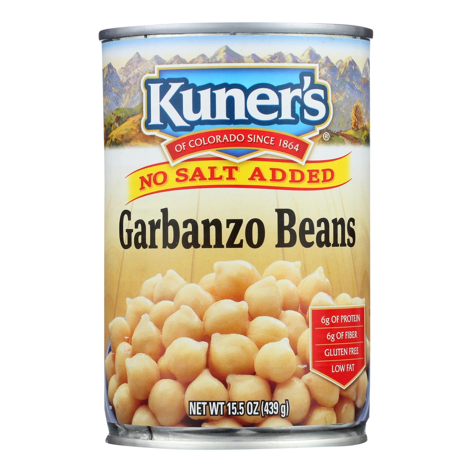 Kuner - Garbanzo Beans - No Salt Added - Case Of 12 - 15 Oz. - GreatEagleInc