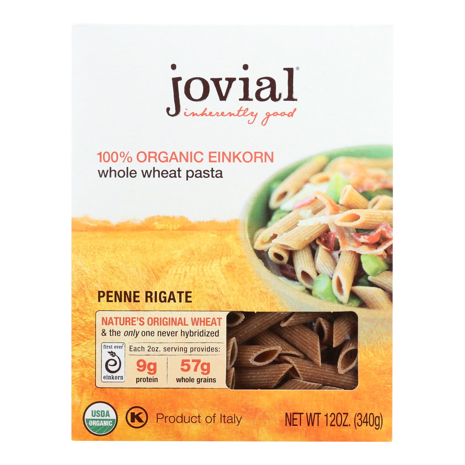 Jovial - Pasta - Organic - Whole Grain Einkorn - Penne Rigate - 12 Oz - Case Of 12 - GreatEagleInc