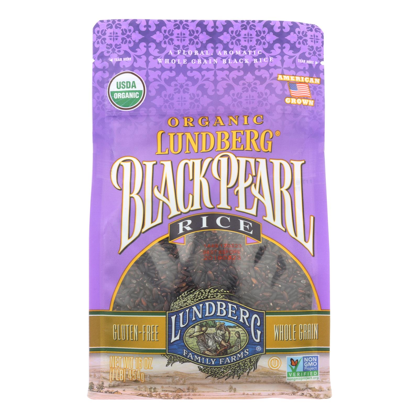 Lundberg Family Farms Organic Rice - Black Pearl - Case Of 6 - 1 Lb. - GreatEagleInc