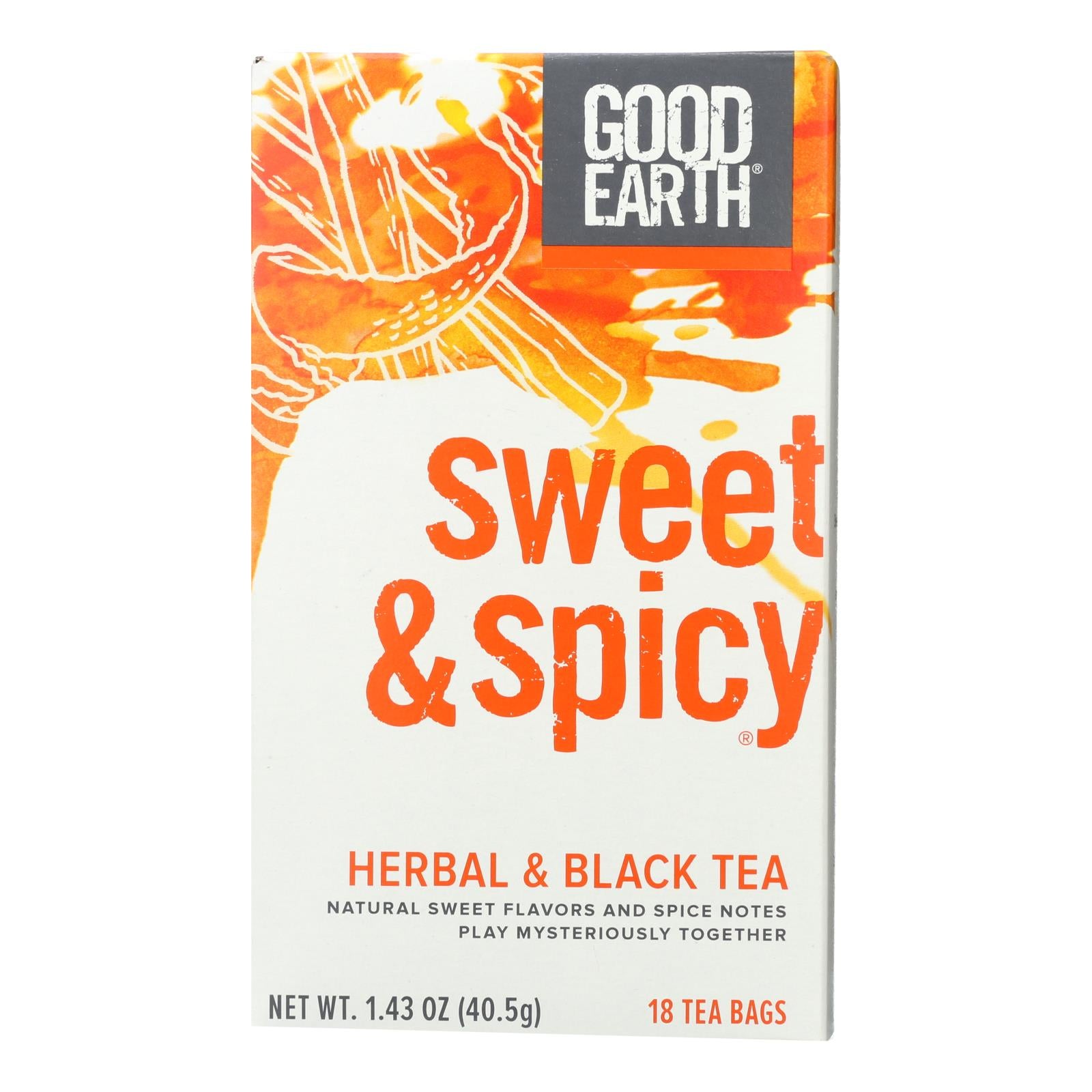 Good Earth Herbal And Black Tea - Sweet And Spicy - Case Of 6 - 18 Count - Eco-Friendly Home & Grocery
