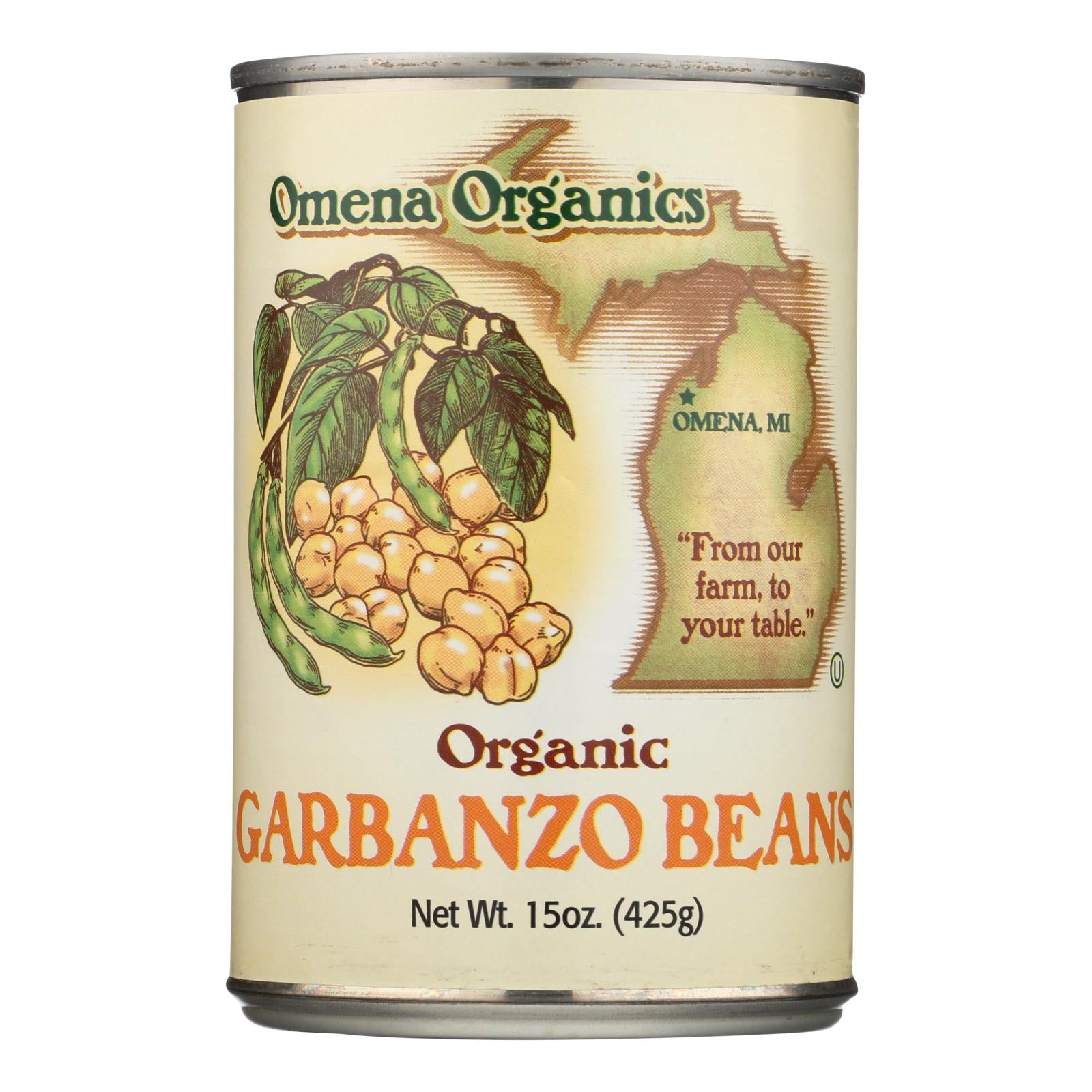 Omena Organics Organic Garbanzo Beans - Case Of 12 - 15 Oz - GreatEagleInc
