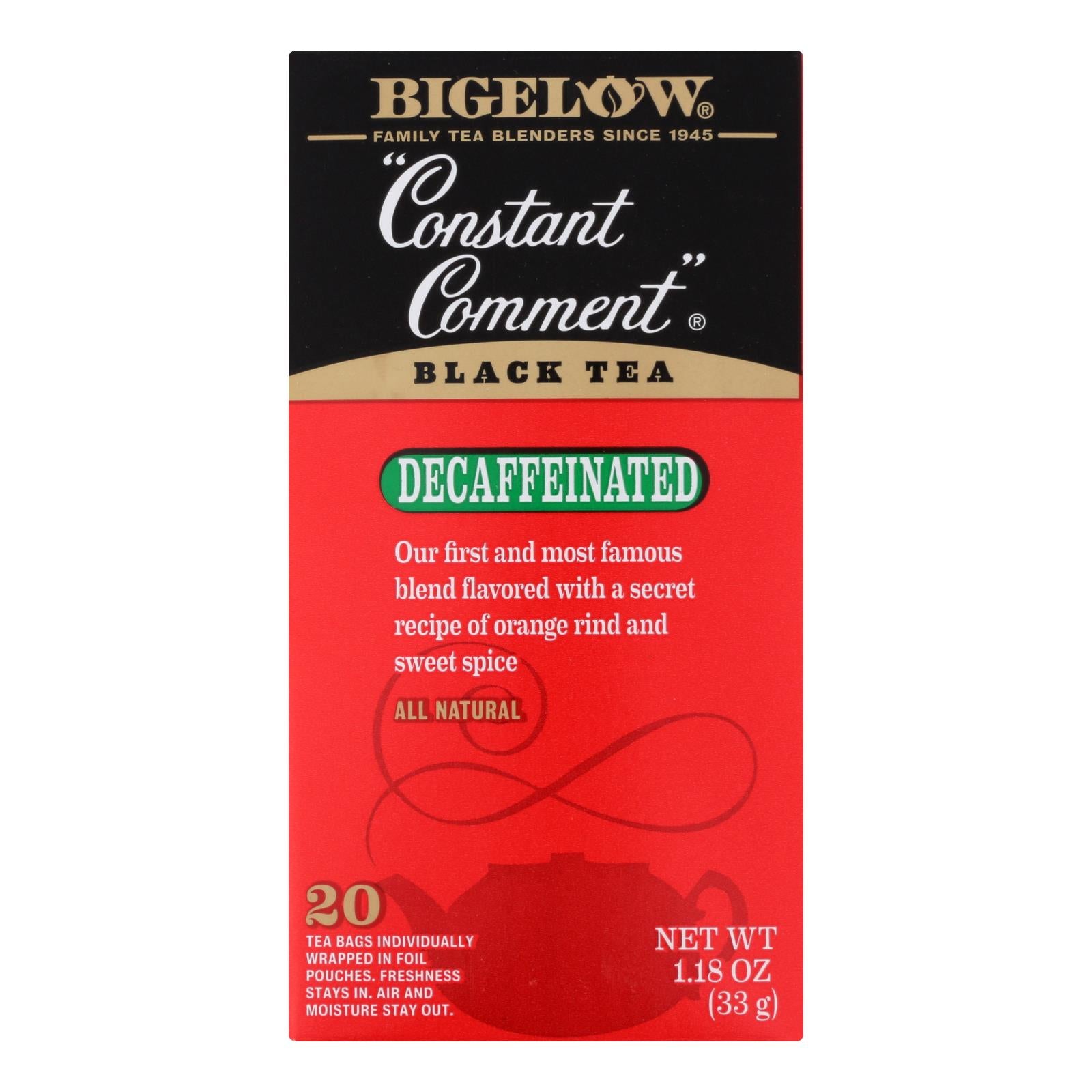 Bigelow Tea Constant Comment Decaffeinated Black Tea - Case Of 6 - 20 Bags - Eco-Friendly Home & Grocery