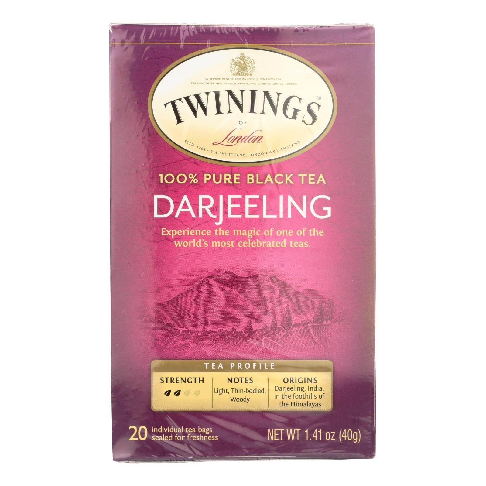 Twinings Tea Black Tea - Darjeeling - Case Of 6 - 20 Bags - GreatEagleInc