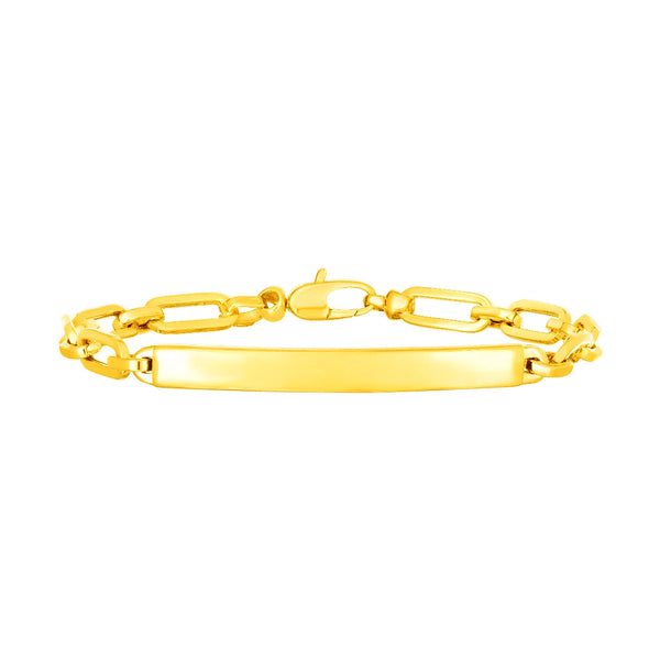 14K Yellow Gold Paperclip Chain ID Bracelet - 7" - Apparel & Accessories