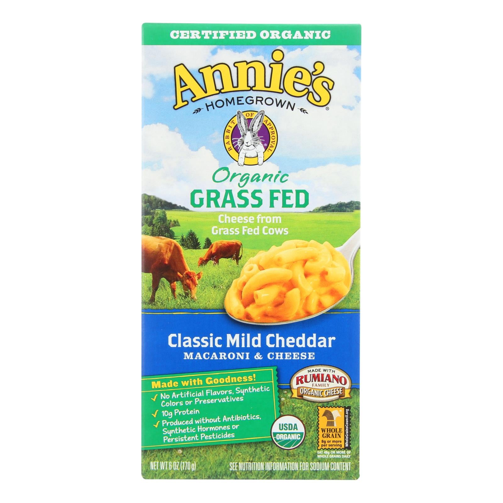 Annies Homegrown Macaroni And Cheese - Organic - Grass Fed - Classic Mild Cheddar - 6 Oz - Case Of 12 - Eco-Friendly Home &…