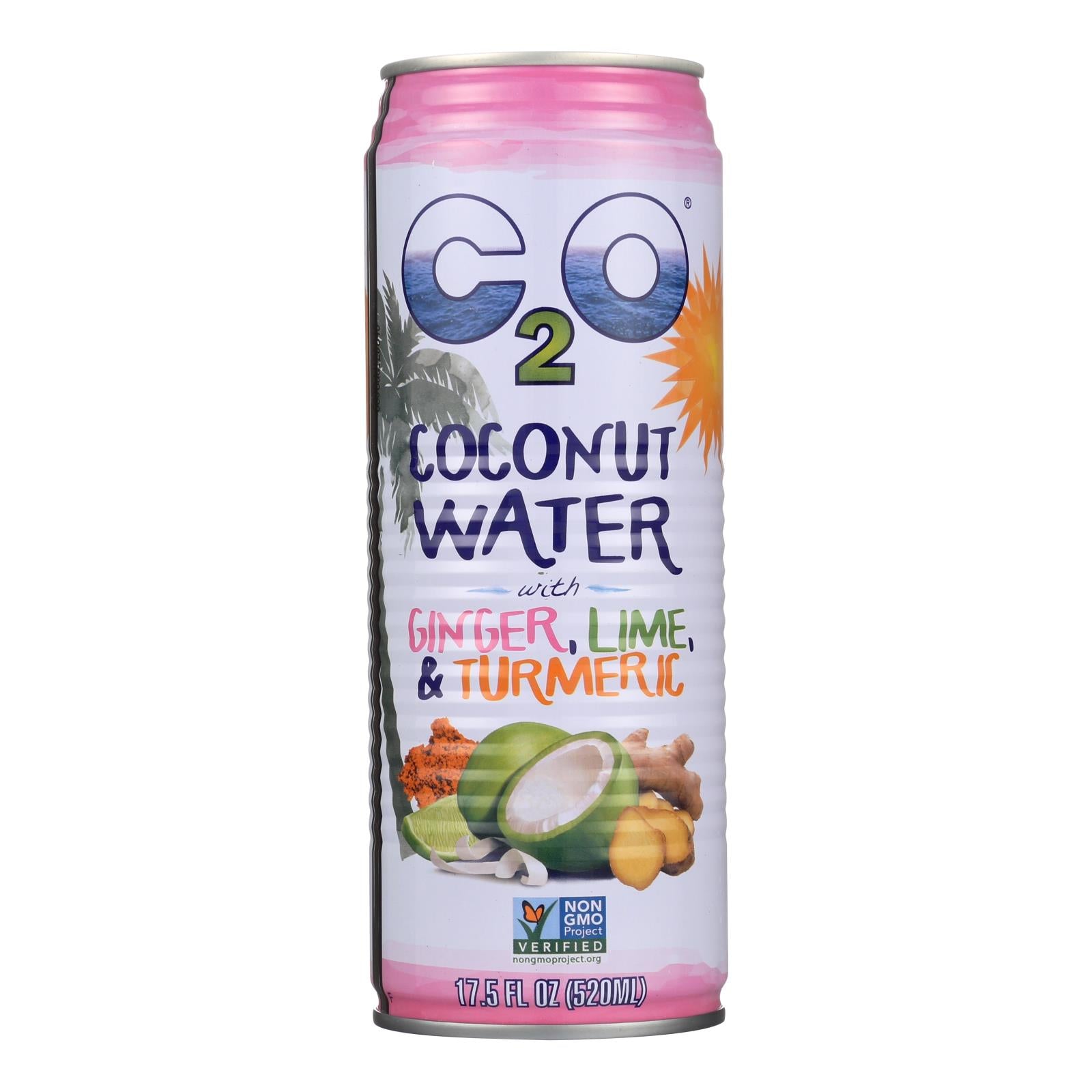C2o - Pure Coconut Water - Ginger Lime And Tumeric - Case Of 12 - 17.5 Fl Oz. - GreatEagleInc