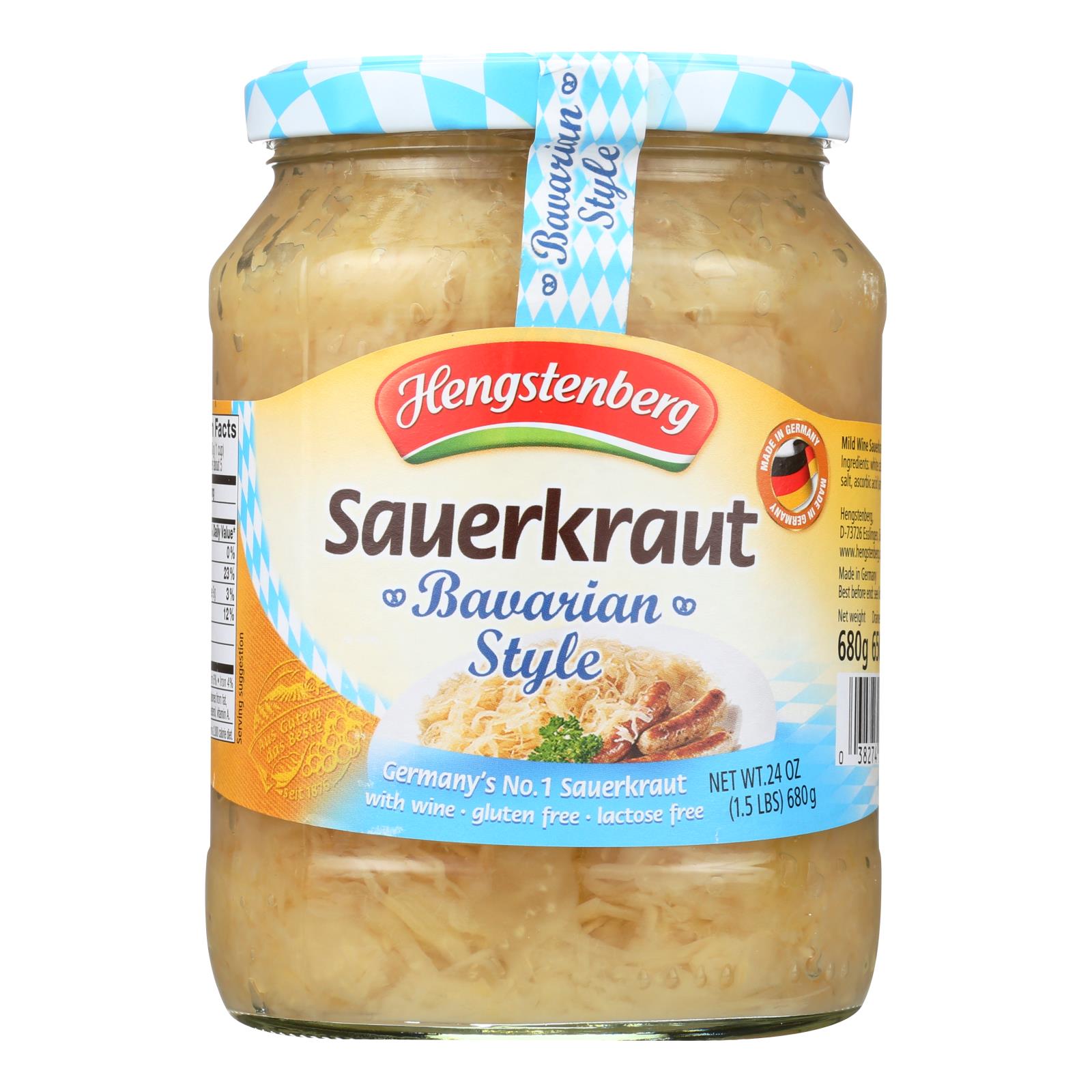 Hengstenberg Sauerkraut - Bavarian Style - Case Of 12 - 24.3 Oz. - Eco-Friendly Home & Grocery