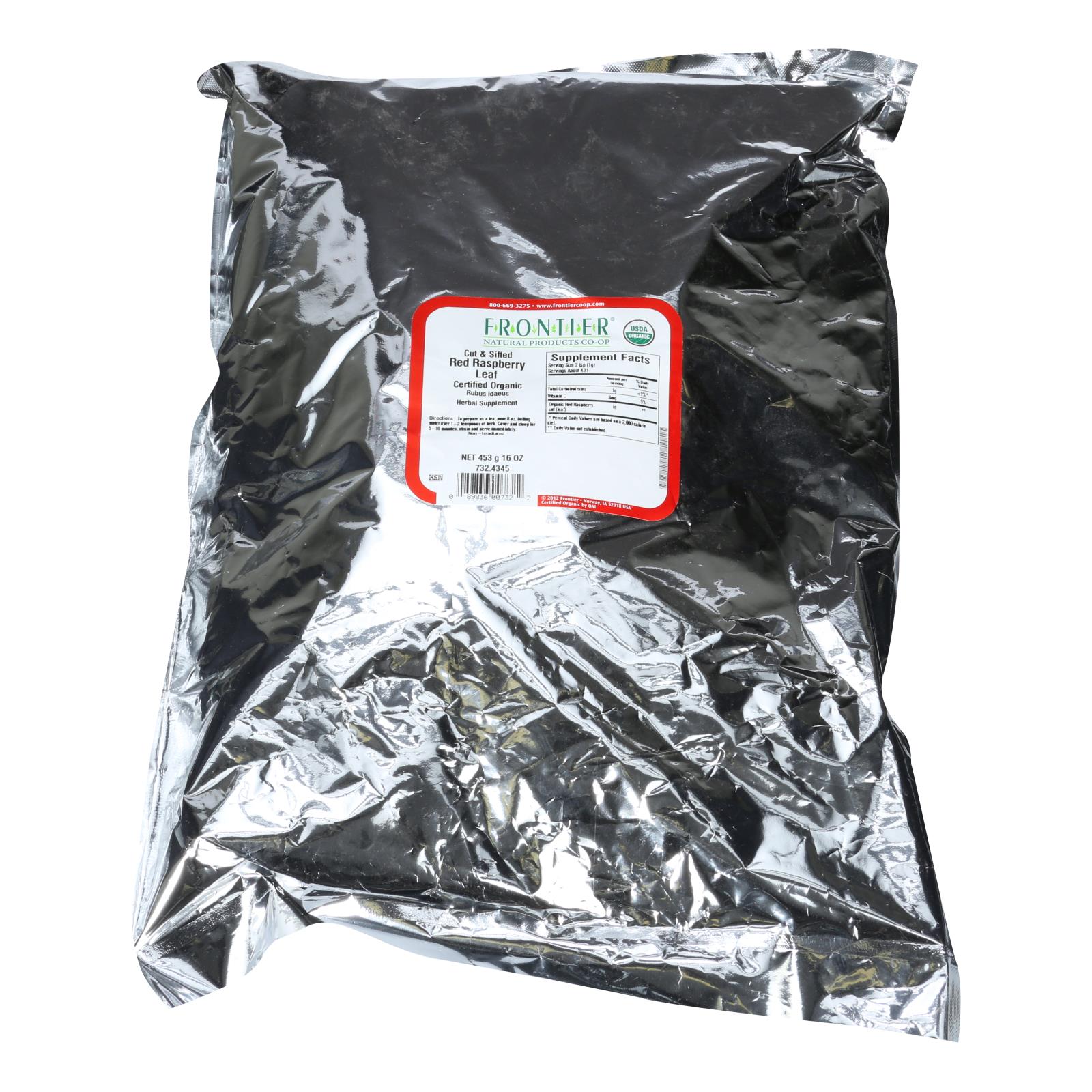Frontier Herb Raspberry Leaf Organic Red Cut And Sifted - Single Bulk Item - 1lb - Eco-Friendly Home & Grocery