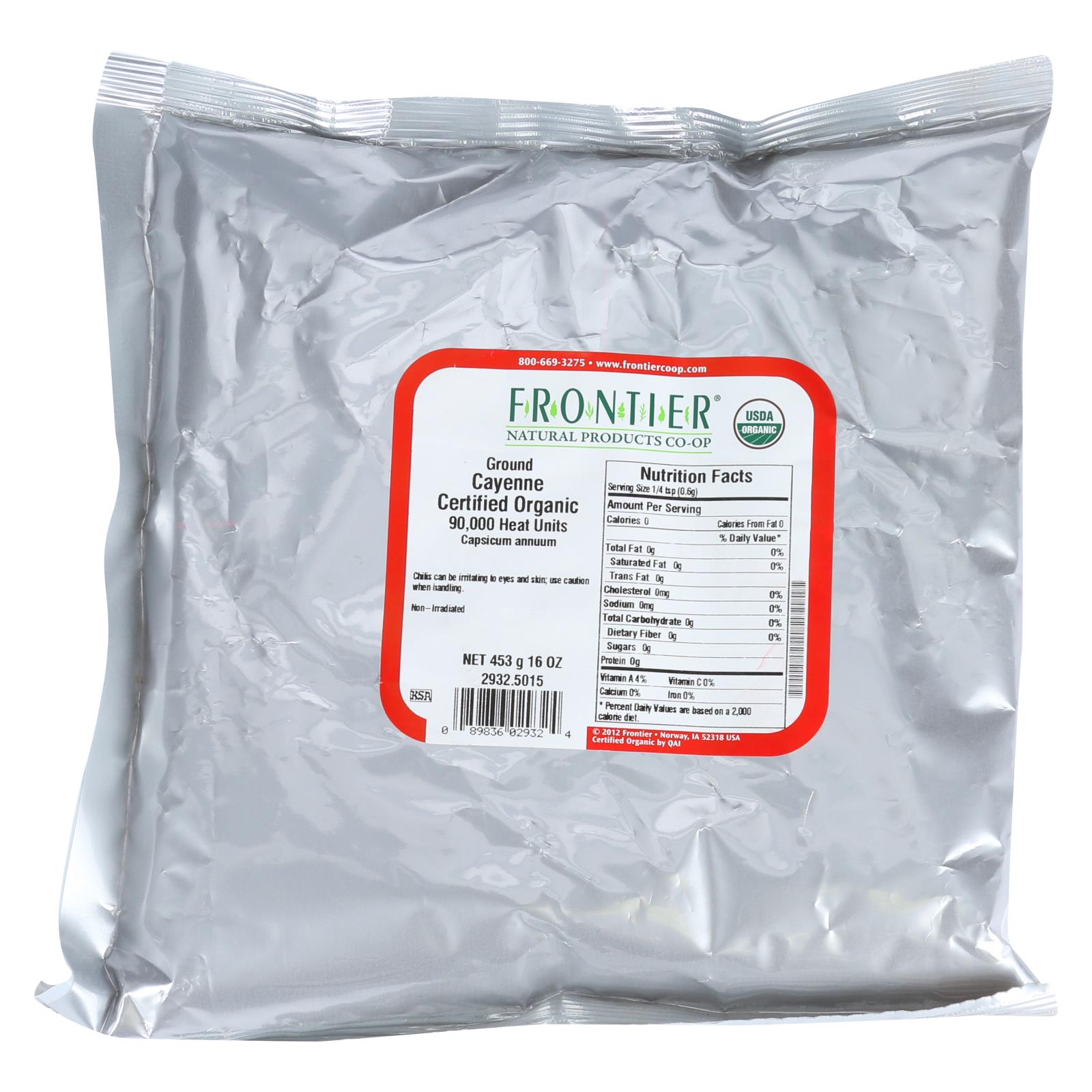 Frontier Herb Chili Pepper Organic Cayenne Ground 75000 Hu - Single Bulk Item - 1lb - GreatEagleInc