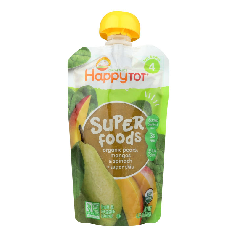 Happy Baby Happytot Organic Superfoods Spinach Mango And Pear - 4.22 Oz - Case Of 16