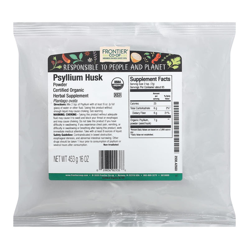 Frontier Herb Organic Psyllium Seed Husk Powder - Single Bulk Item - 1lb