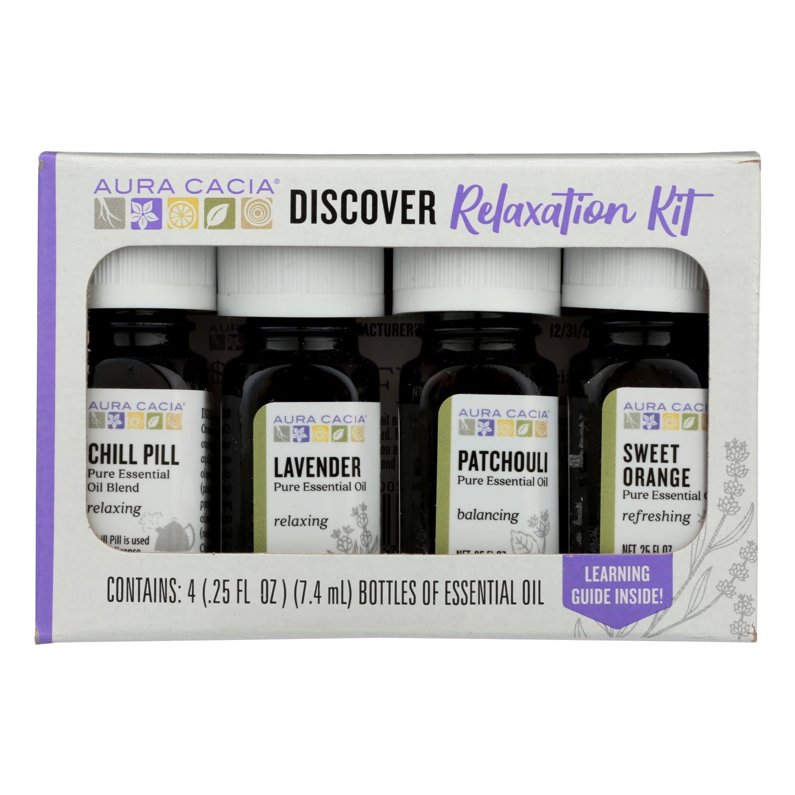 Aura Cacia - Discover Relaxation Essential Oil Kit - Each Of - 4/0.25 Fl Oz. - GreatEagleInc