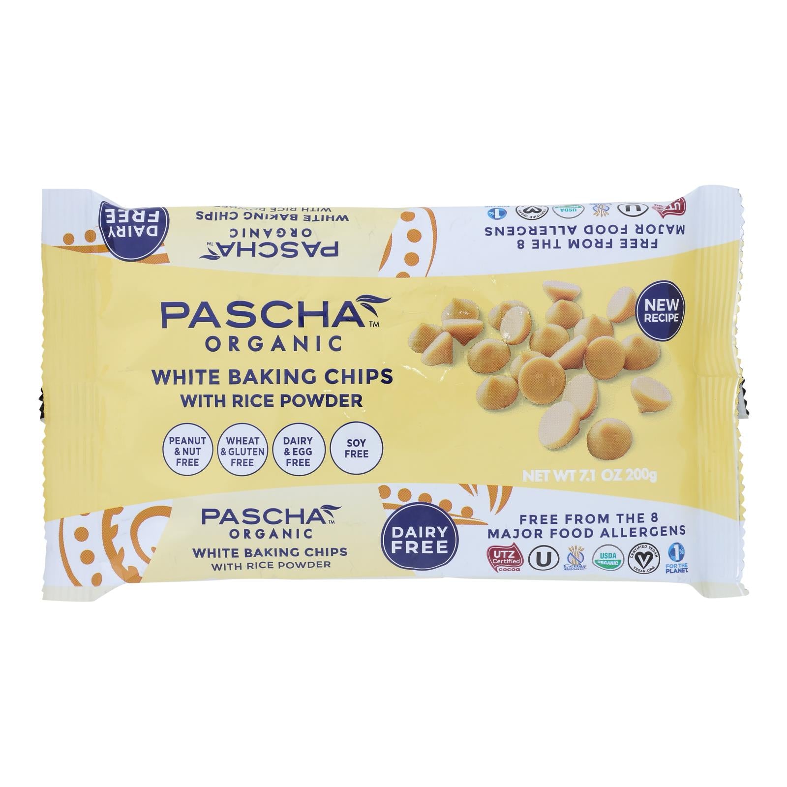 Pascha Organic Rice Milk Chocolate Baking Chips - White Chocolate - Case Of 8 - 7 Oz - GreatEagleInc