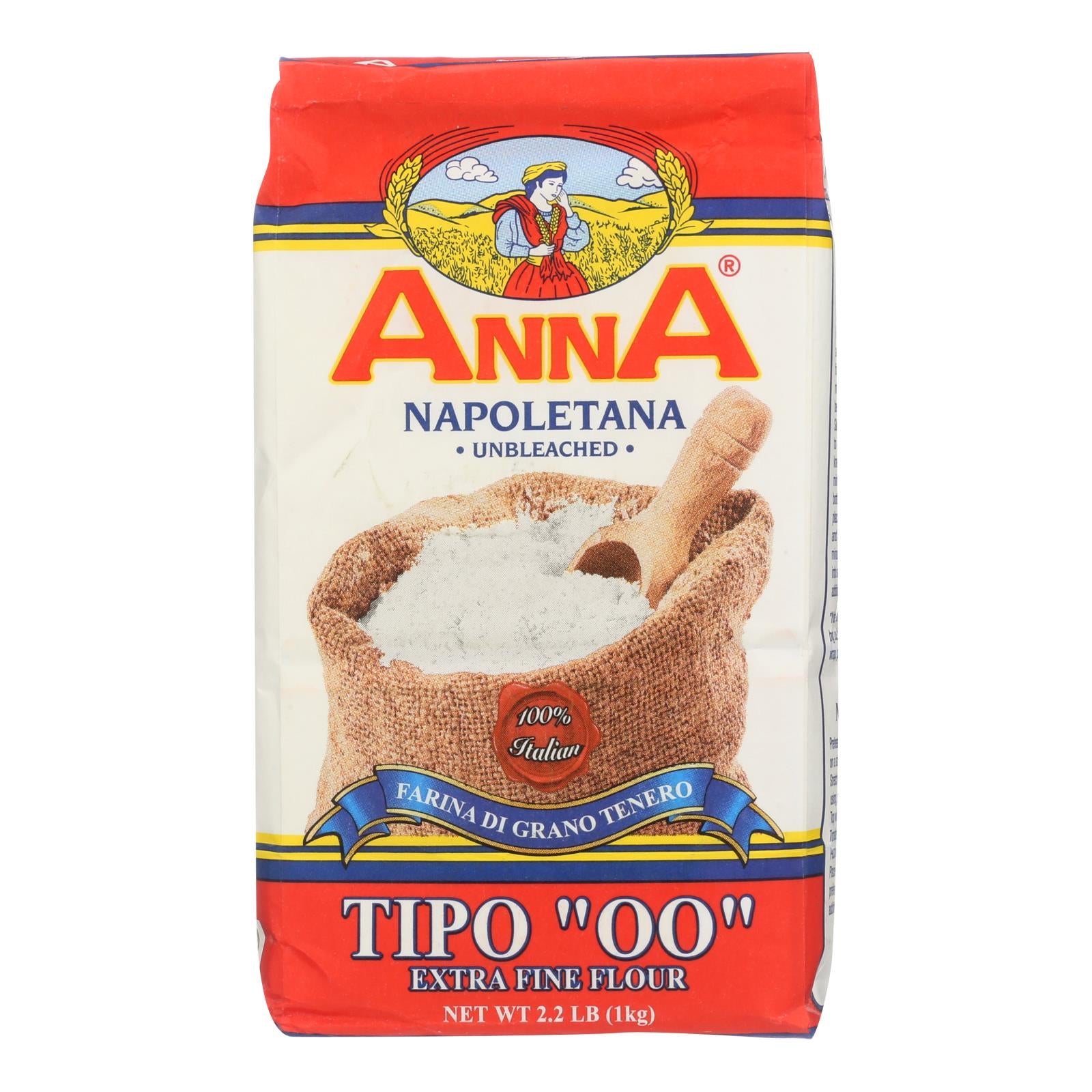 Anna Extra Fine Flour - Anna 00 Flour - Case Of 10 - 2.2 Lb - GreatEagleInc