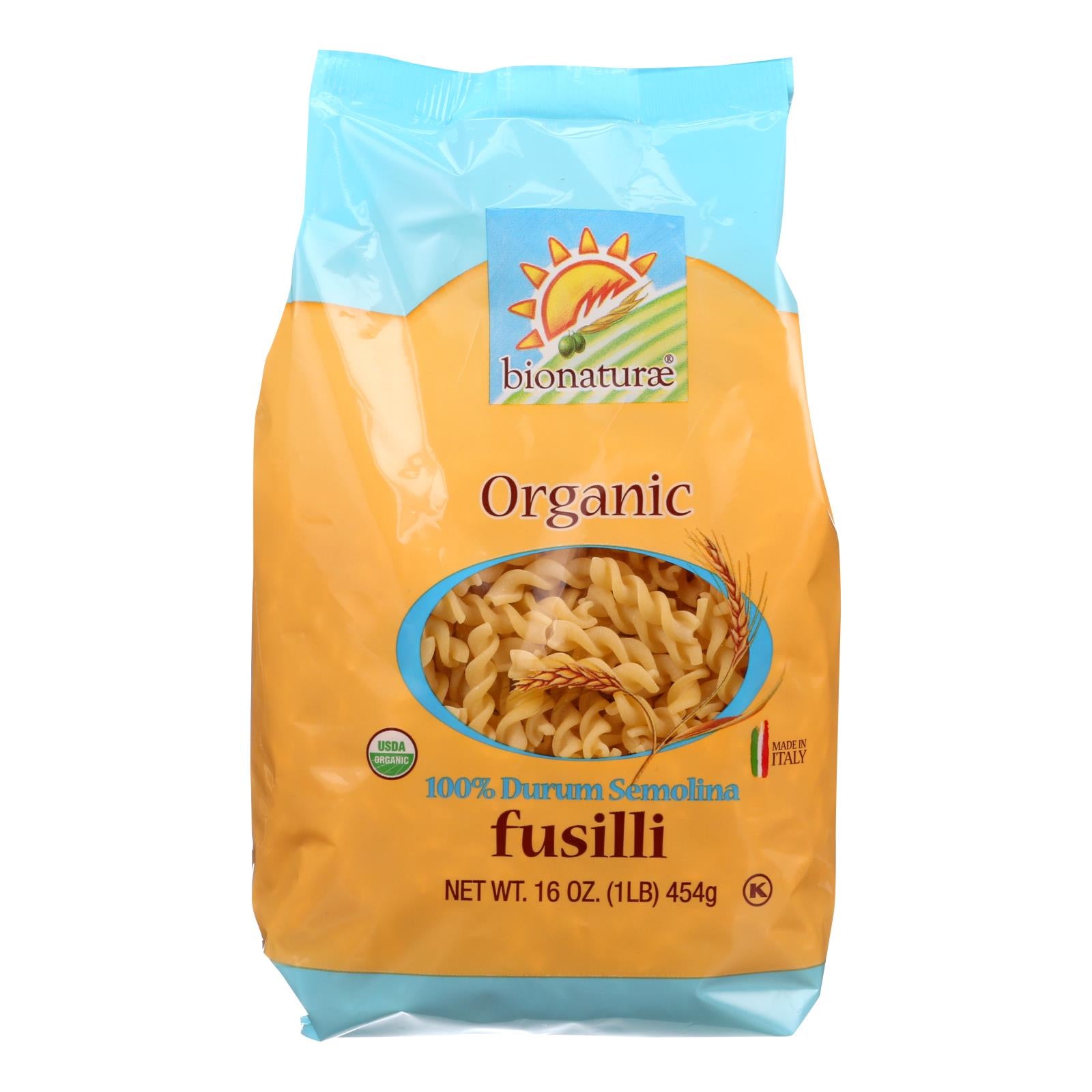Bionaturae Pasta - Organic - 100 Percent Durum Semolina - Fusilli - 16 Oz - Case Of 12 - GreatEagleInc