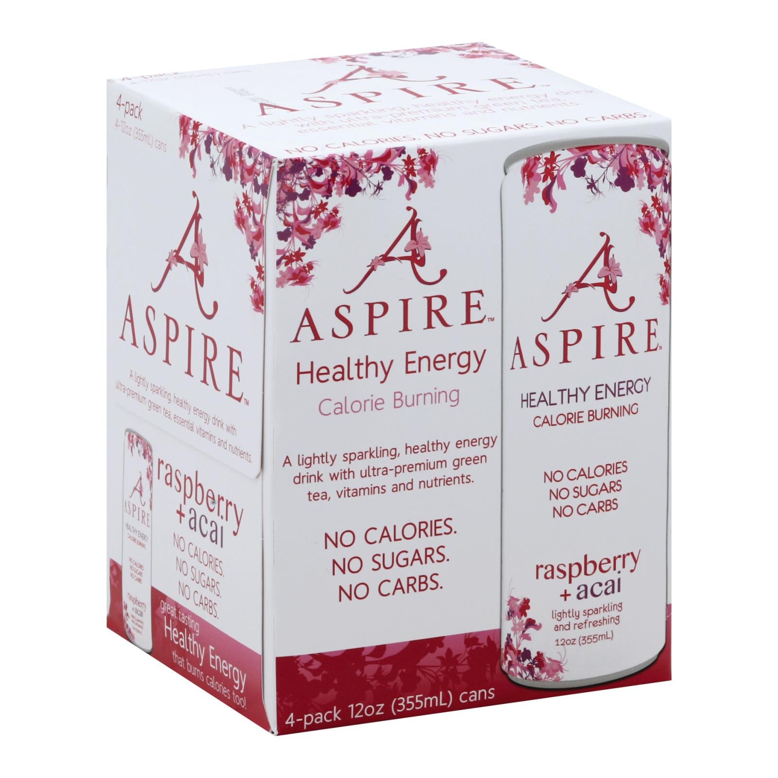 Aspire Healthy Energy - Sparkling Raspberry Acai - Case Of 6 - 4/12 Oz - GreatEagleInc