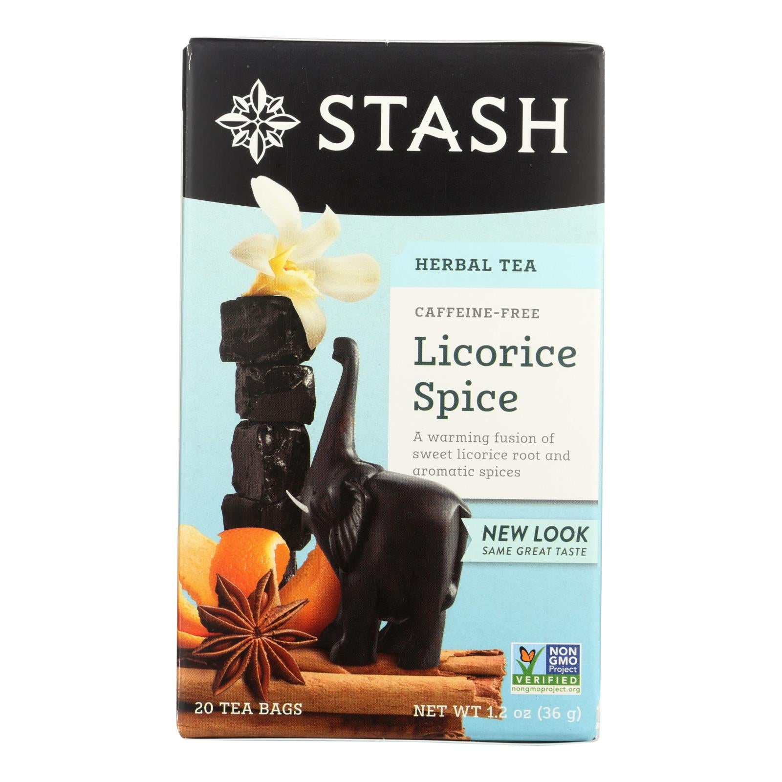 Stash Tea Company Premium Licorice Spice Herbal Tea - Caffeine Free - Case Of 6 - 20 Bags - GreatEagleInc