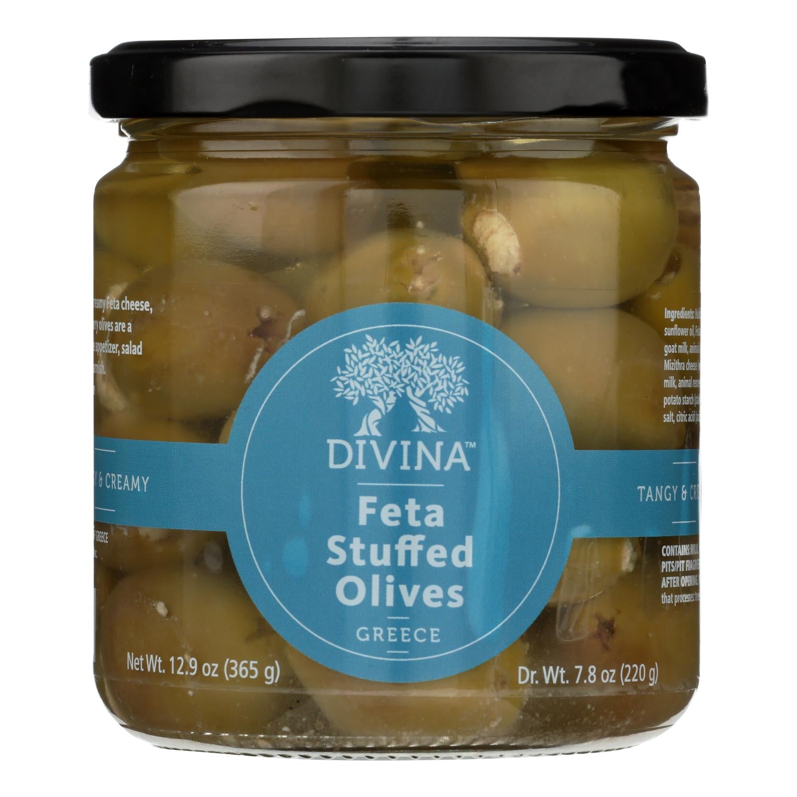Divina - Olives Stuffed With Feta Cheese - Case Of 6 - 7.8 Oz. - GreatEagleInc