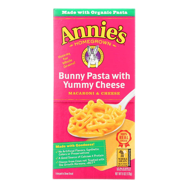 Annies Homegrown Macaroni And Cheese - Organic - Bunny Pasta With Yummy Cheese - 6 Oz - Case Of 12 - GreatEagleInc
