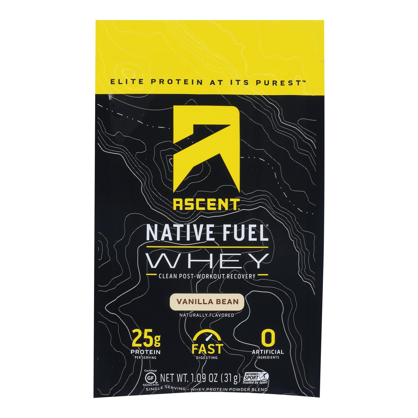 Ascent Native Fuel Whey Protein Powder Blend Vanilla Bean - Case Of 15 - 1.09 Oz - GreatEagleInc