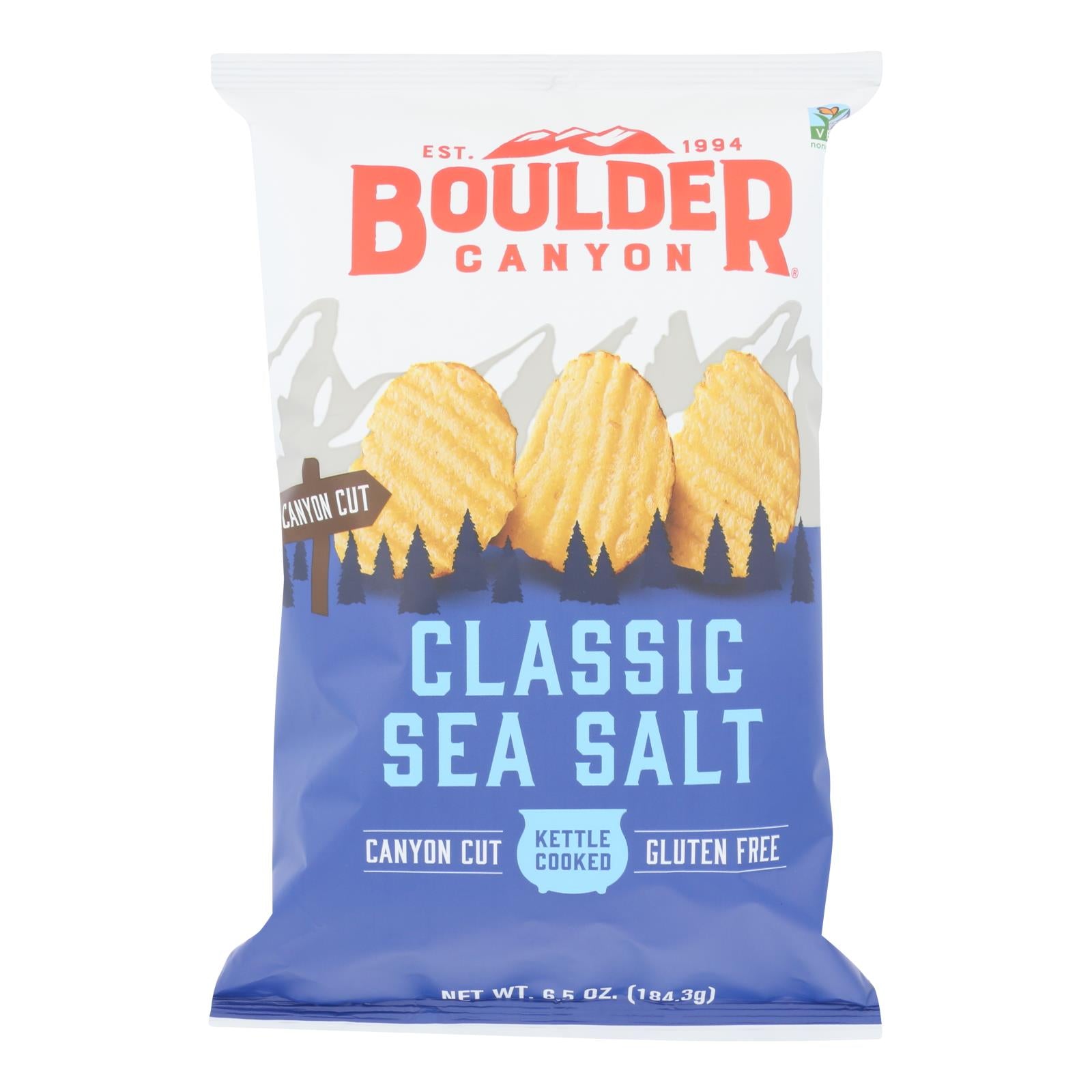 Boulder Canyon - Kettle Cooked Canyon Cut Potato Chips -natural - Case Of 12 - 6.5 Oz - GreatEagleInc