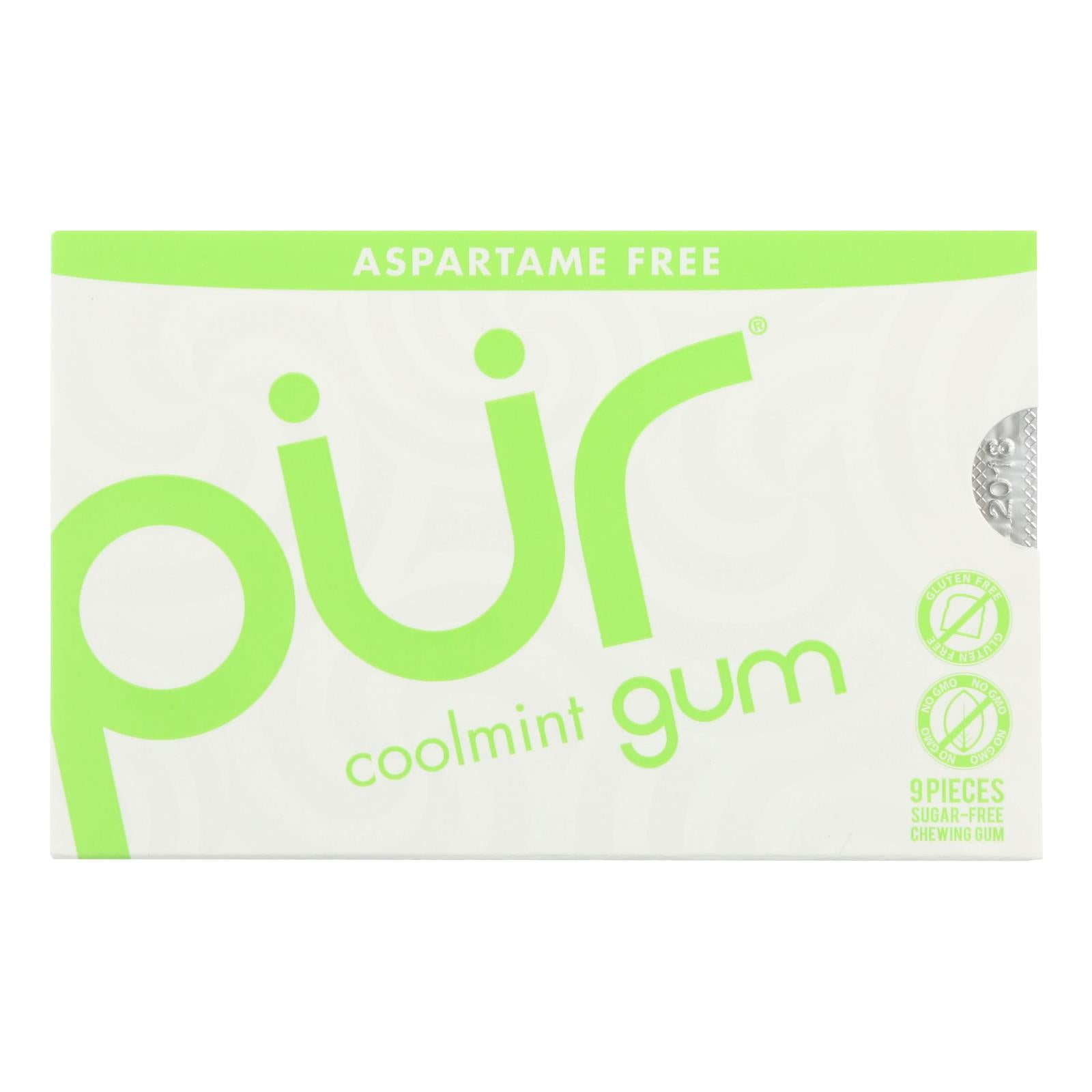 Pur Gum - Coolmint - Aspartame Free - 9 Pieces - 12.6 G - Case Of 12 - GreatEagleInc
