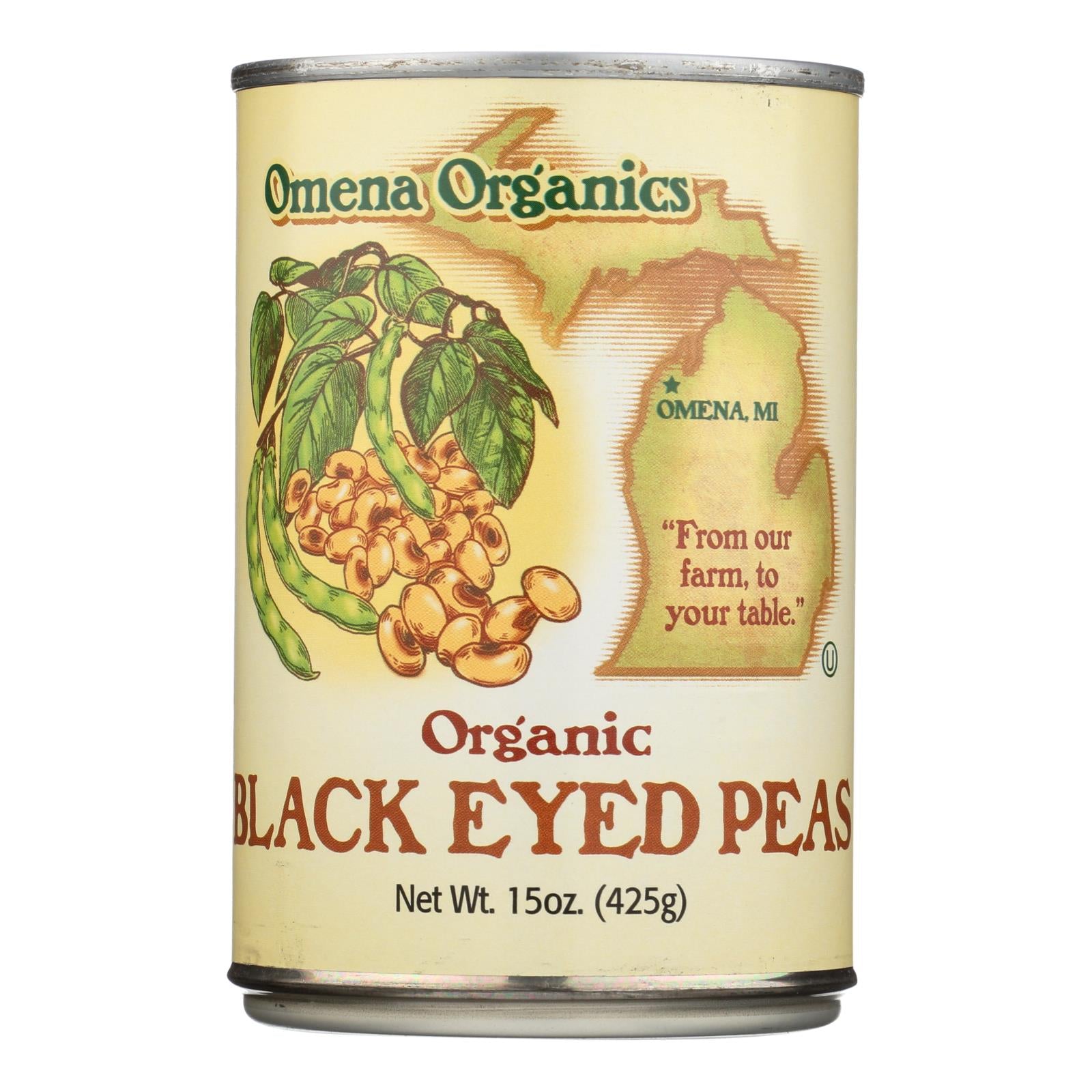 Omena Organics - Peas Black Eyed - Case Of 12 - 15 Oz - GreatEagleInc